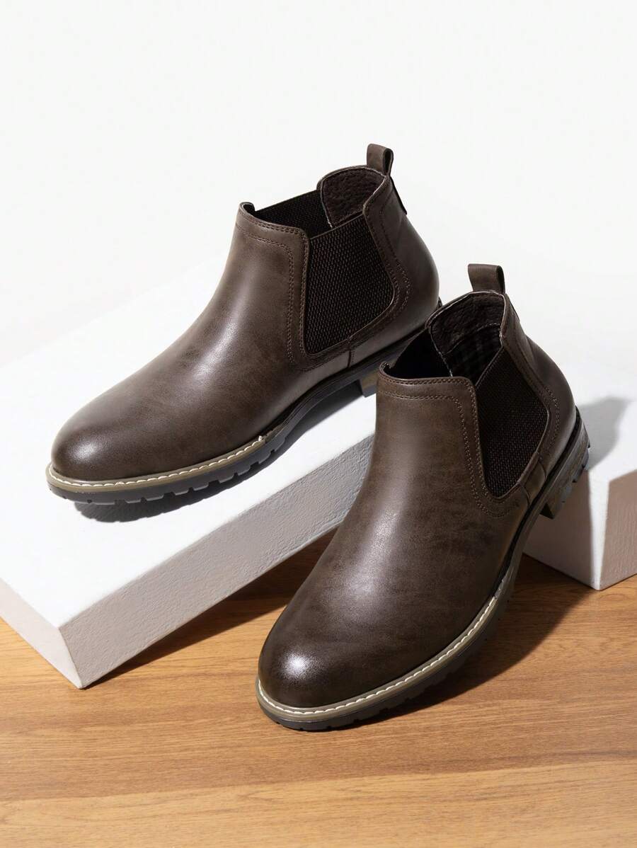New Stock Arrival Men's Chelsea Boots Minimalist Slip-On Refined  Ankle Boots - 咖啡棕 - 查看 1