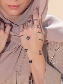 18 piezas de tatuajes temporales mini de jugo de hierbas, diseños de mariposa, corazón, diamante, de uso semi-permanente por 14 días, no reflectantes, pequeño regalo para dedos, orejas, hombros, cuello, Body