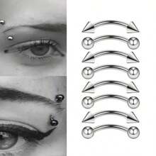 8pcs Stainless Steel Eyebrow Rings & Studs Face Jewelry Body Piercing Accessories - Many - View 5