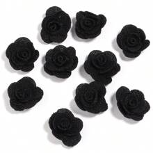 10 件/包面料珍珠亚麻闪亮玫瑰花装饰配件，手工制作 DIY 胸针、发夹、耳环、服装、鞋子、包包、婚礼、节日、派对花卉装饰 - 彩色 - 查看 12