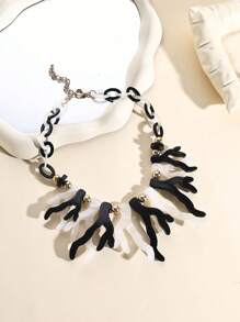 1 件时尚复古串珠链项链，彩色树脂仿珊瑚吊坠项链珠宝，女士礼物 - 珊瑚 - 查看 9