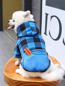 1pc Hooded Zipper Pocket Pet Sweatshirt, Suitable For Cats And Dogs, All Seasons - Red - View 13