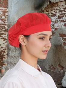 1pc-Nhiều chiếc mũ làm việc thoáng khí, mũ đầu bếp nhà hàng, mũ vệ sinh thực phẩm phục vụ, mũ chống bụi cho tiệm bánh, màu trơn - A - Xem 1