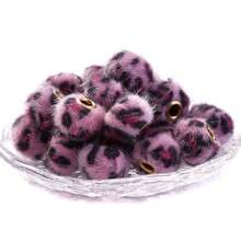 20pcs Leopard Plush Fabric Covered Large Hole Beads, Spacer Beads For DIY Phone Straps, Pen Beads, Autumn/Winter - Multicolor - View 14