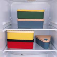 1 pieza Contenedor de almacenamiento de pizza, Contenedor de pizza reutilizable, Caja de almuerzo de silicona, Caja conservadora de frescura, Para trabajadores de oficina, Campamento y Picnics - Multicolor - Ver 3