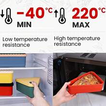 1 pieza Contenedor de almacenamiento de pizza, Contenedor de pizza reutilizable, Caja de almuerzo de silicona, Caja conservadora de frescura, Para trabajadores de oficina, Campamento y Picnics - Multicolor - Ver 8