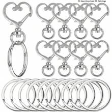 20/30/50pcs Heart Shaped Swivel Clasp Hook With Flat Key Rings - For Women, Colorful Metal Spring Snap Hooks For DIY Crafts, Jewelry, Lanyards And Accessories - 4 Colors Zinc Alloy Lobster Clasp Split Rings - Heart Keychain + Flat Ring - View 11
