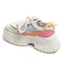Fashionable Casual Contrast Color Thick Sole Sneakers - Multicolor - View 3