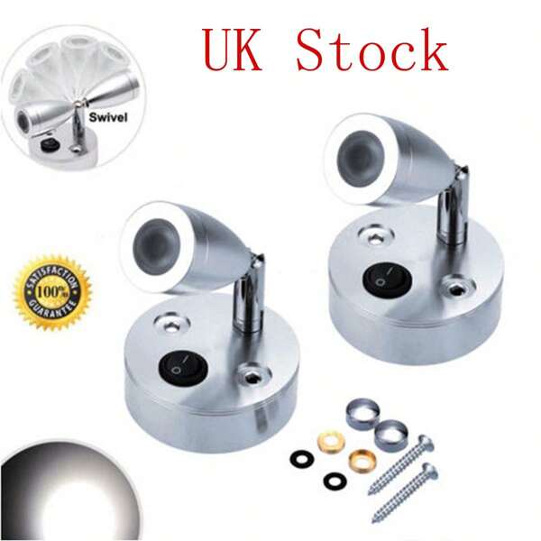 2x 12V LED Spot Reading Light Touch Switch For Camper Van Caravan Boat Motorhome Light Bedside Wall Lamp