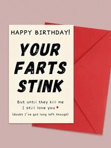 1pc "I Still Love You Before Farting Knocks Me Out" Funny Greeting Card, Suitable For Gifting To Partner, Boyfriend, Husband As Birthday Card (Comes With Random Envelope),Back To School,School Supplies - Greeting Card About Fart - View 5
