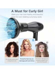 1 个头发扩散器附件，可调节以适应卷发和自然波浪发，适用于 3.8 厘米 - 4.8 厘米圆形喷嘴，圣诞节 - 多色 - 查看 3