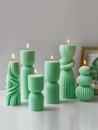 1 st. Romeinse streep siliconen kaarsvorm - voor geurkaarsen, zeep, was, harsgieten, cakedessertmoussedecoratie, geschikt voor Valentijnsdag, Pasen, verjaardagscadeaus, doe-het-zelfdecoratie