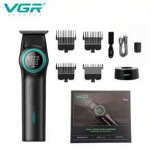 VGR 毛发修剪器专业数字显示理发器可调节电动毛发修剪器金属理发器理发器礼品套装 V-977 - 彩色 - 查看 12