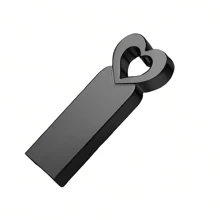 5 Confezioni di chiavette USB a forma di cuore in metallo personalizzate con logo da 64GB, portatili, ad alta velocità, impermeabili, in colore nero con stampa laser