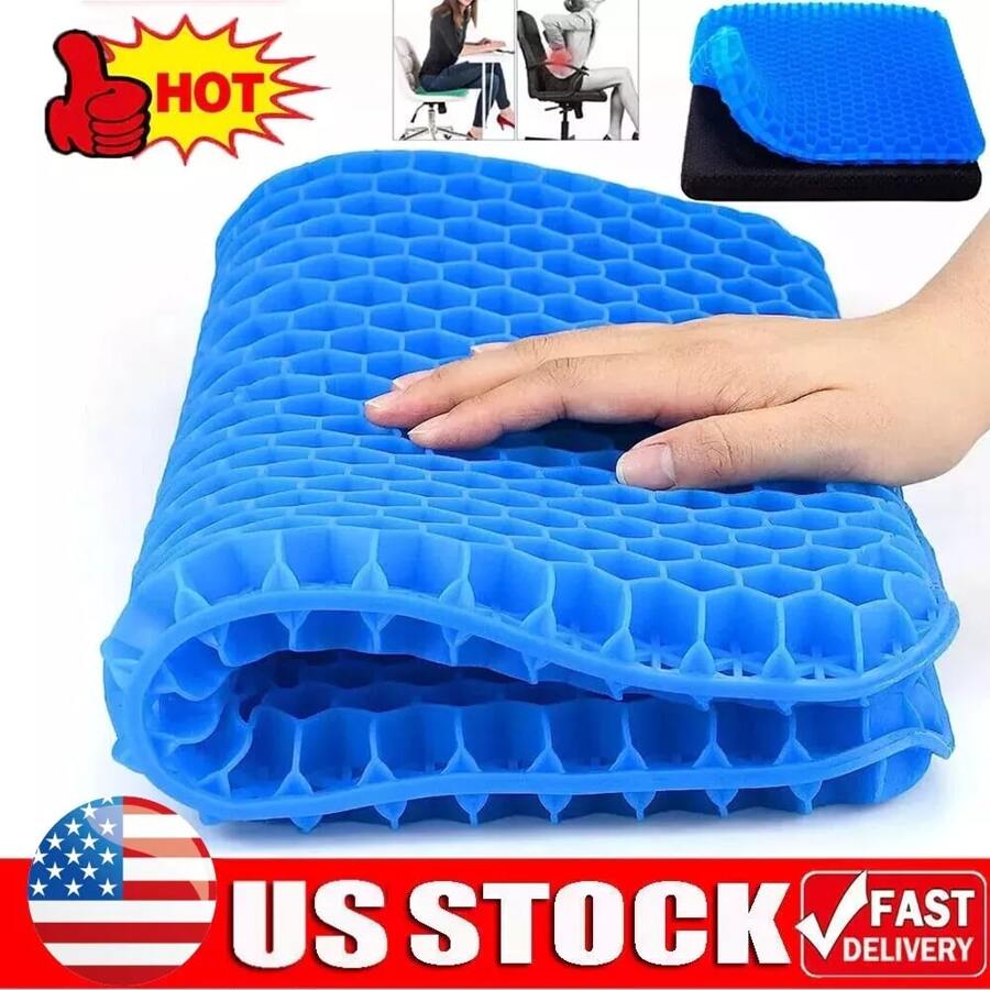 Large Gel Honeycomb Breathable Seat Cushion Thick Cooling Egg Pad Mat WITH COVER - Màu xanh lam - Xem 1