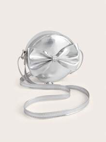 1 件儿童公主迷你手提包，时尚蝴蝶结可爱女孩斜挎包、单肩包、零钱包、礼物 - 圓形蝴蝶結 - 查看 5