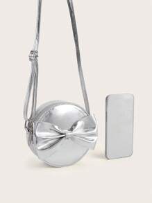 1 件儿童公主迷你手提包，时尚蝴蝶结可爱女孩斜挎包、单肩包、零钱包、礼物 - 圓形蝴蝶結 - 查看 7