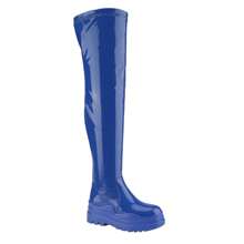BELOVELY[City-2] Women's Thigh High Boots Patent Leather PU Heeled Over The Knee High Boots Sexy Round Toe Platform Boots Girl Walking Shoes Footwear Rubber Shoe Stylish Comfort Soft Elastic Court High Heel - Màu xanh lam - Xem 4