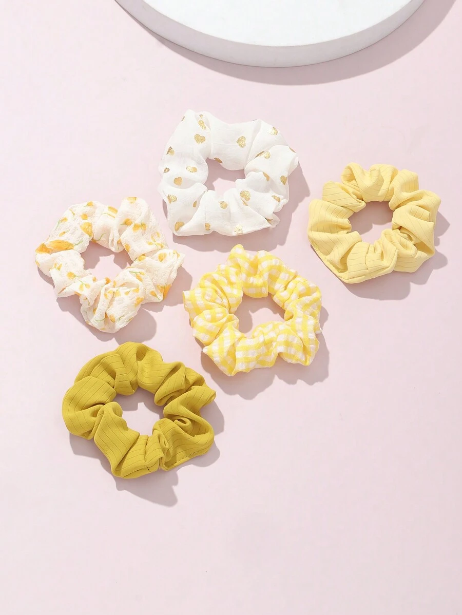 5 件女士简约优雅黄色发带，适合秋冬季日常佩戴 - 彩色 - 查看 1