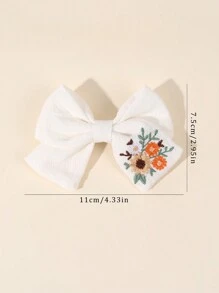 2 chiếc nơ cài tóc thêu màu trắng cho bé gái, kẹp tóc thêu hoa cho trẻ em, kẹp cá sấu trơn bằng vải mềm, phụ kiện tóc cho trẻ em tình yêu Valentine - trắng - Xem 6