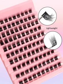 Asiteo 100pcs D-Curl Individual Lashes, Natural Fluffy Cluster, Suitable For DIY Eyelash Extension - 黑色 - 查看 2