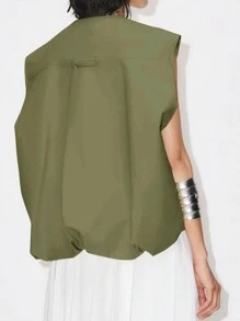 Women's Zip Up Vest Sleeveless Solid Color Oversized Jacket Tops Loose Fit Summer Tops