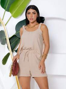 Women's Shorts And Tank Top Set - Sand - View 4