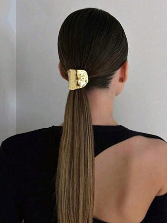 1 st/set guldfärgade metall geometriska dekor hårsnoddar, lyxig hästsvanshållare för kvinnor, metalliska guld hårsnoddar, moderna hästsvansaccessoarer, guld minimalistiska håraccessoarer, bröllopshårsnodd, present till henne, guldfärgade hårhuvudbonader hårsnoddar hästsvanshållare hårsnoddar hårrep, hårnålar