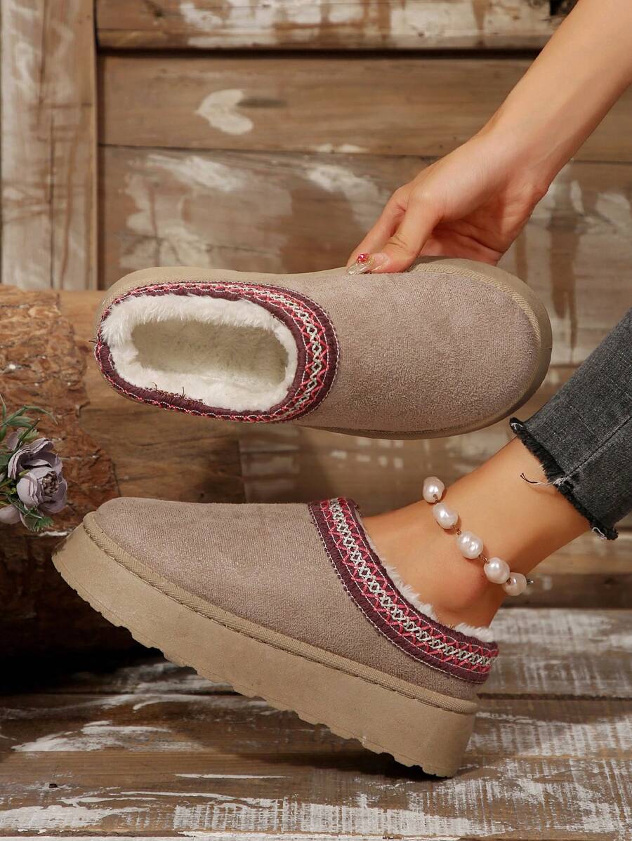 Giày bốt đi tuyết cho nữ, thời trang, cao cấp, phong cách, bền, thoải mái, thường ngày, chống mài mòn, chống trượt - Lựa chọn tốt nhất cho phụ nữ - Màu be - Xem 1