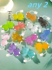 2pcs Glow-In-The-Dark Attractive Big-Tail Fish/Carp Shaped Straw Lids, Fit For 30oz & 40oz Cups, Reusable Silicone Straw Covers For 10mm Straw, Cup Accessories, Creative Atmosphere Straw Caps, Suitable For Valentine's Day, Christmas, Halloween Gifts, Birthday Gifts For Men & Women - Multicolor - View 4