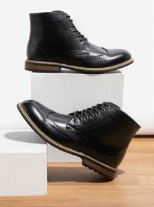 New Stock Arrival Men's Dress Ankle Motorcycle Boots Derby Oxfords Shoes British Style - màu đen - Xem 4