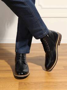 New Stock Arrival Men's Dress Ankle Motorcycle Boots Derby Oxfords Shoes British Style - màu đen - Xem 7