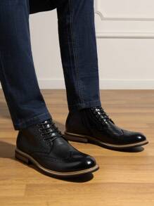 New Stock Arrival Men's Dress Ankle Motorcycle Boots Derby Oxfords Shoes British Style - màu đen - Xem 6