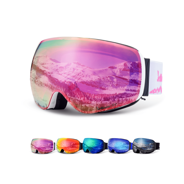 JetBlaze Gafas de esquí, gafas de esquí para hombres y mujeres, gafas para usuarios de gafas, gafas de snowboard para adultos, OTG, UV400, compatibles con casco protector, lente esférica antivaho, lente reflectante