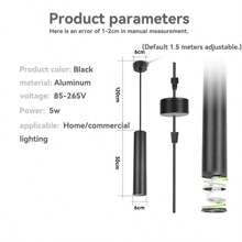 CANMEIJIA 1pc Aluminum Pendant Lamp, Modern Black Cylinder Design With Replaceable GU10 Bulb, Adjustable Suspension Length, Suitable For Bedroom/Living Room/Dining Room/Bar/Cafe - GU10 Dining Pendant Light - View 13