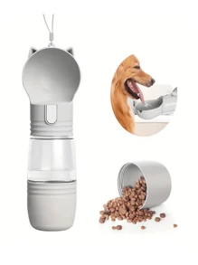 1PC Dog Water Bottle, Outdoor Portable Pet Water Bottle With Removable Food Container For Cats, Puppies, Pet Walking, Hiking, Traveling, Dog Supplies