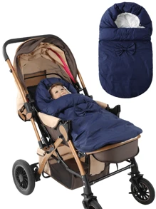 Newborn Baby Stroller Sleep Sack, Thick Warm Swaddle Wrap Blanket For Winter - Navy Blue - View 1