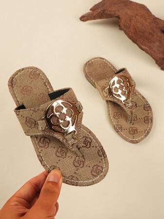 儿童休闲户外舒适吸汗防滑耐磨平底圆头露趾凉鞋女童室内家居拖鞋