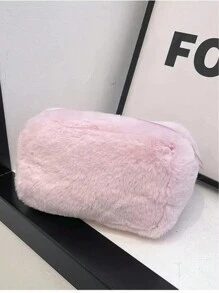 Bolsa de maquillaje personalizada con nombre bordado, de gran capacidad y linda, bolsa de almacenamiento portátil y esponjosa, estilo coreano de moda para chicas, en color liso suave tipo "Aesthetic INS", bolsa de cosméticos de colores de caramelo para estudiantes y damas