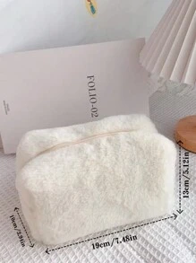 Bolsa de maquillaje personalizada con nombre bordado, de gran capacidad y linda, bolsa de almacenamiento portátil y esponjosa, estilo coreano de moda para chicas, en color liso suave tipo "Aesthetic INS", bolsa de cosméticos de colores de caramelo para estudiantes y damas