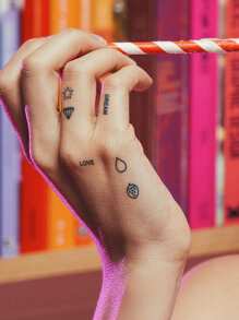 18 piezas de tatuajes temporales mini de jugo de hierbas, diseños de mariposa, corazón, diamante, de uso semi-permanente por 14 días, no reflectantes, pequeño regalo para dedos, orejas, hombros, cuello, Body