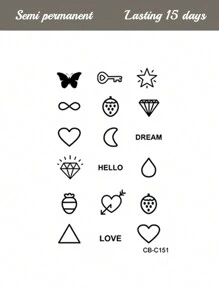 18 piezas de tatuajes temporales mini de jugo de hierbas, diseños de mariposa, corazón, diamante, de uso semi-permanente por 14 días, no reflectantes, pequeño regalo para dedos, orejas, hombros, cuello, Body