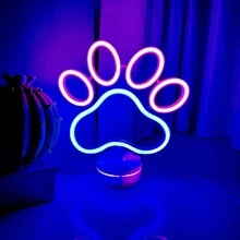1 件霓虹猫爪/狗爪标志 LED 灯，电池或 USB 供电装饰灯，适用于卧室、宿舍、露营、户外派对、酒吧、餐厅、婚礼、节日、游戏室，24.5x27x9.5 厘米 - 電池+USB(雙重供電) - 查看 12