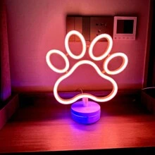 1 件霓虹猫爪/狗爪标志 LED 灯，电池或 USB 供电装饰灯，适用于卧室、宿舍、露营、户外派对、酒吧、餐厅、婚礼、节日、游戏室，24.5x27x9.5 厘米 - 電池+USB(雙重供電) - 查看 5