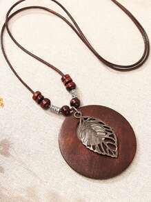 1pc Retro Leaf Necklace (Random Packaging, No Gift Box) - Multicolor - View 10