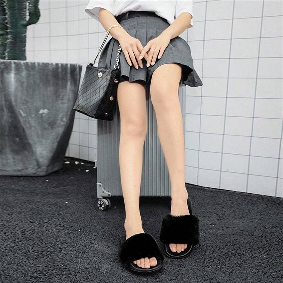 Dép đi trong nhà Unisex, Giày đi trong nhà bằng vải nhung lông họa tiết da báo thời trang chống trượt, thích hợp cho gia đình, thường ngày, tiệc tùng và tụ tập - 023-364122-đen - Xem 1