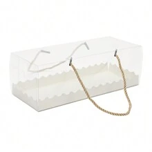ZhdnBhnos 60 Pcs Portable Rectangular Transparent Pastry Bread Cake Roll Box With String - Clear - View 6