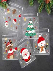 100pcs Christmas OPP Candy Wrappers Cookies Baking Treats Self-Stick Bag Cookies Food Wrappers,Thanksgiving Gifts, Christmas Gifts, Halloween Gifts, Valentine's Day Gifts, New Year Gifts - 無色 - 查看 4