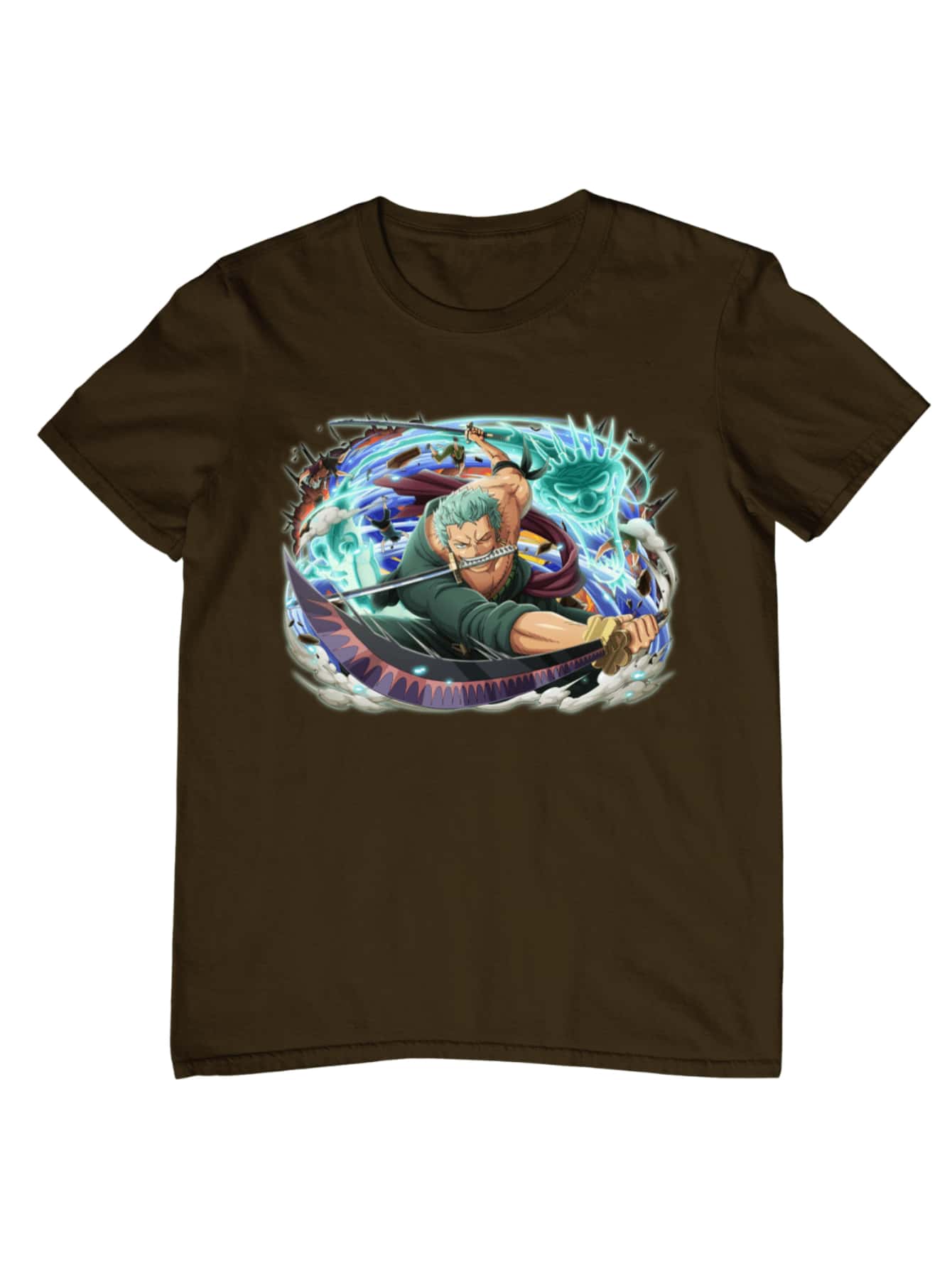 One Piece Roronoa Zoro Anime Series Cotton T-Shirt - 鏽棕色 - 查看 1