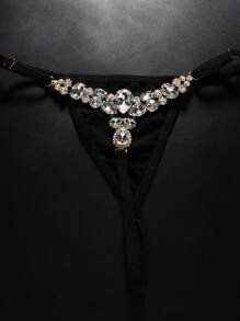 1 件钻石装饰内裤，适合女性日常佩戴，可作为珠宝配饰，适合夏季海滩，Y2K 风格